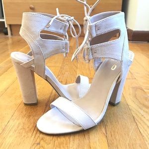 Faux Suede Nude Heels